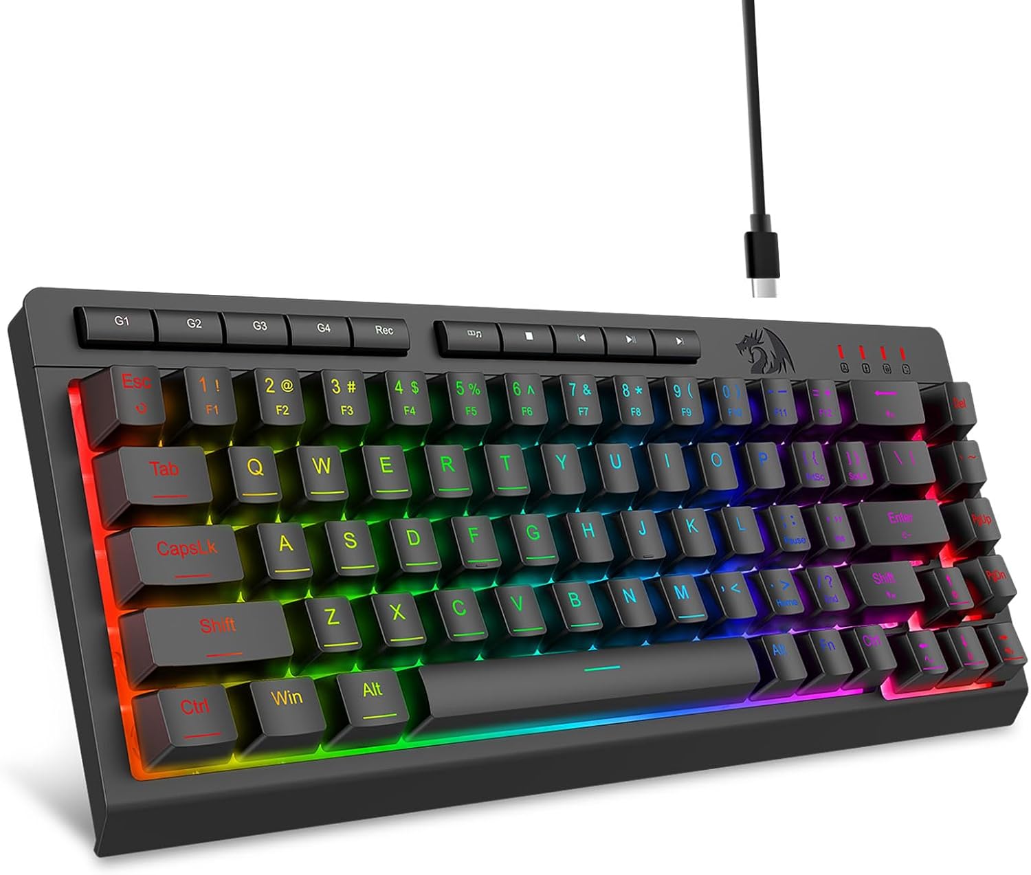 Černá K519 kabelová herní RGB podsvícená klávesnice