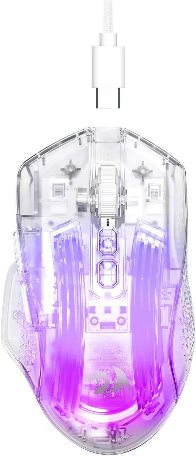 Bílá M695CT 24 000 DPI 8 RGB LED podsvícený režim Kabelová herní myš